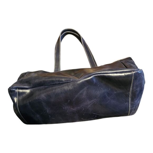 UE UNOETH Blue‎ Leather Large Tote Bag - Picture 5 of 11